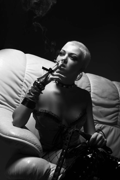 fetish woman smoking - Zdjęcie, obraz