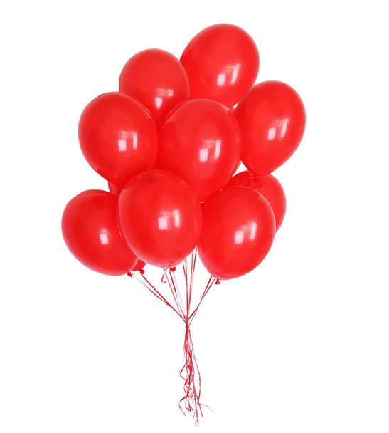 μεγάλο μάτσο μπαλόνια, που απομονώνονται σε λευκό φόντο - Φωτογραφία, εικόνα