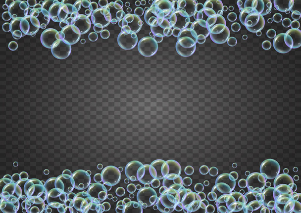 Fizz background with shampoo foam and soap bubbles. - Vector, Image