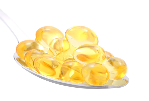 Fish oil in spoon - Photo, Image
