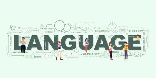 Design Concept Of Word LANGUAGE Website Banner. - Vector, Image