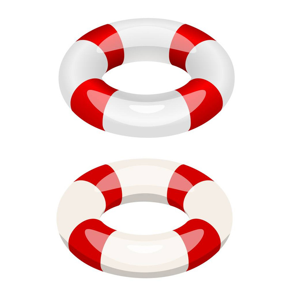 Isometric lifebuoy on a white background. Subject to save life on water. Lifeguard fixtures design element. Vector stock illustration - Vector, Imagen