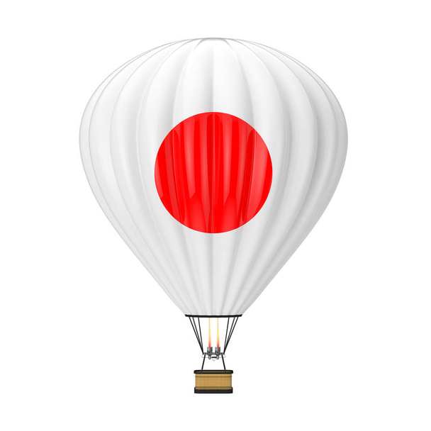 Повітряна куля з прапор Японії на білому тлі. 3D-рендерінг  - Фото, зображення