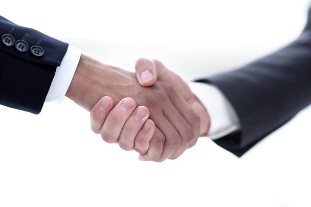 usiness Deal Handshake with the point of view directly below. - Photo, image