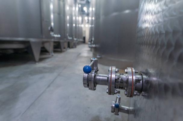 Wine making tank detail in a modern winery - Foto, Bild