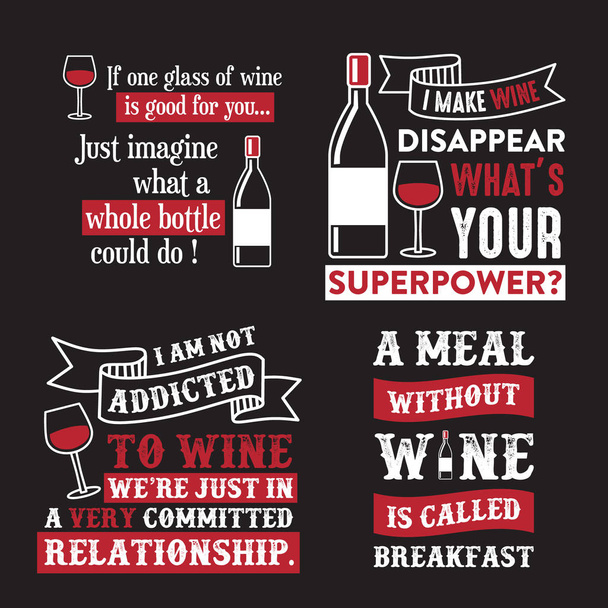 Wine Quote and Saying. 100 vector best for graphic in your goods - Vector, Image