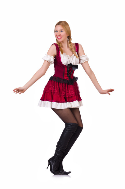 Oktoberfest concept with woman on white - Photo, Image