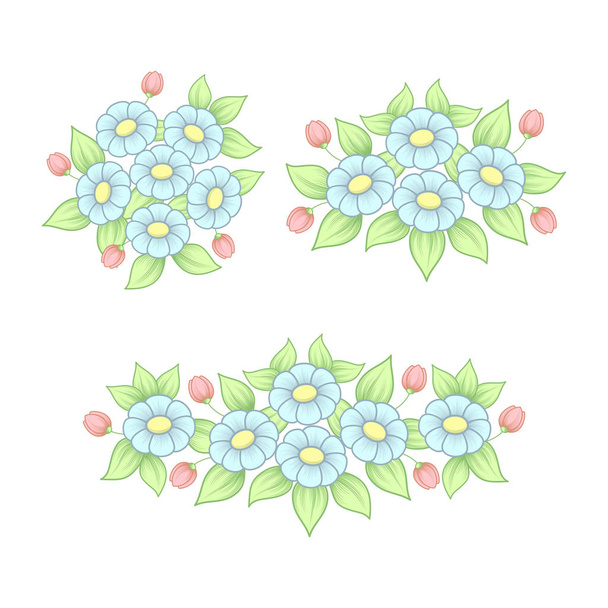 Pastel daisy elements set - Vector, Image