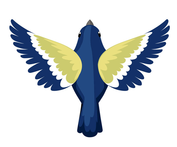 Vista superior do pássaro voador Titmouse. Desenho de personagem de desenho animado plano. Ícone de pássaro colorido. Modelo de titmouse bonito. Ilustração vetorial isolada sobre fundo branco
. - Vetor, Imagem