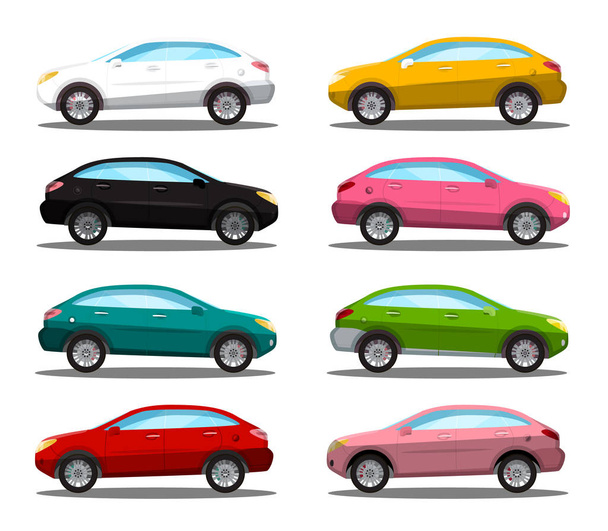 Car Icon. Colorful Vector Cars Symbols Set Isolated on White Background. Automobile. - Vector, Image