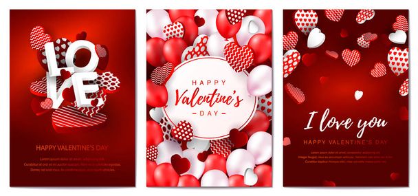 Conjunto de tarjetas verticales de San Valentín. Diseño de San Valentín para pancartas, volantes, boletines, postales. Espacio para el texto. Ilustración vectorial
. - Vector, Imagen
