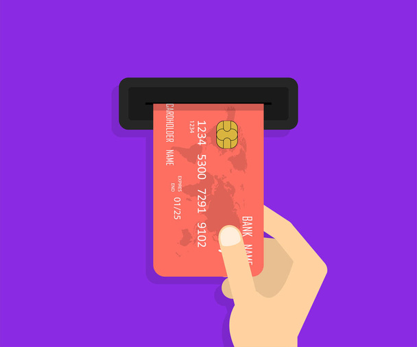 Ruka s kreditní karty pro platby. Obchodní koncept nebo bankovní koncepce. Eps10 - Vektor, obrázek