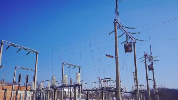 Electrical power transformer in high voltage substation. - Footage, Video