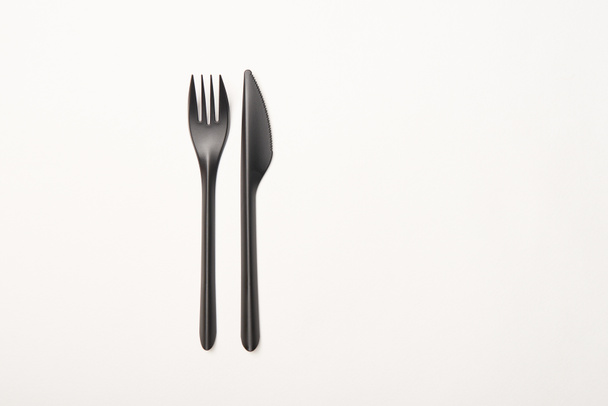 Top view of fork and knife isolated on white - Valokuva, kuva