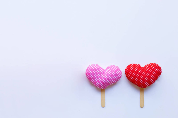 Valentine's hearts on white background. Copy space - Foto, imagen