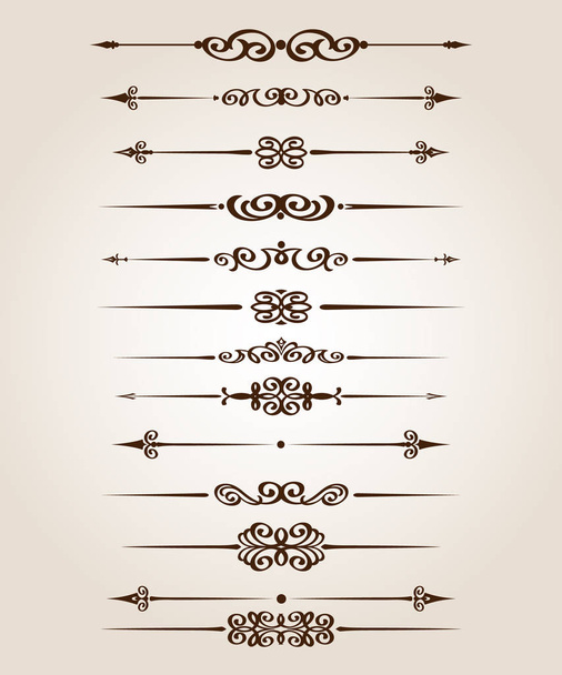 Set of retro text dividers and decorative calligraphic lines.Vector illustration. - Vector, Image