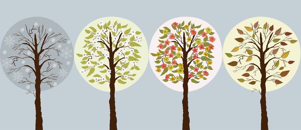 bomen in seizoenen - Vector, afbeelding