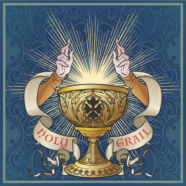 Holy Grail. Medieval gothic style concept art . - Vector, Image