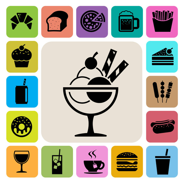 Fast food and dessert icon set.Illustration eps10 - Вектор,изображение