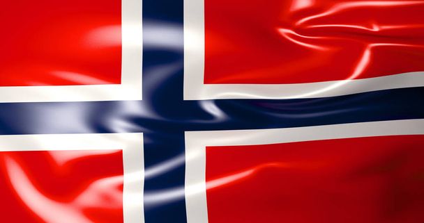 Bandeira da Noruega ao vento. Ilustração 3d. Oslo.
 - Foto, Imagem