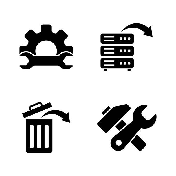 Data Recovery, Repair. Simple Related Vector Icons Set for Video, Mobile Apps, Web Sites, Print Projects and Your Design. Data Recovery, Repair icon Black Flat Illustration on White Background. - Vector, Image