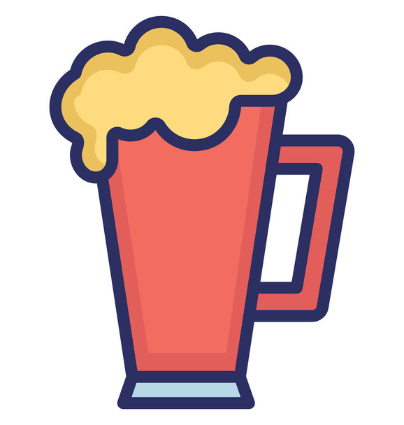 Beer Mug Isolated Vector icon that can be easily modified or edit - Vector, Image