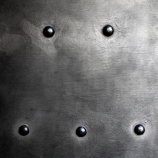 Black metal plate or armour texture with rivets - Zdjęcie, obraz
