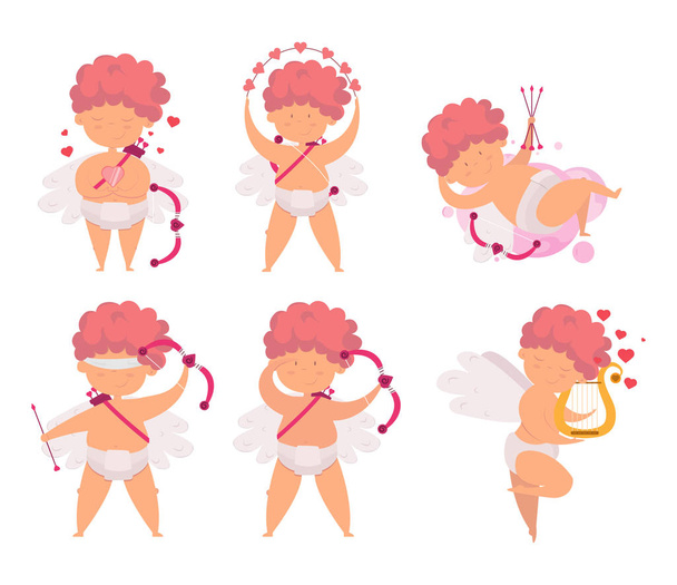 mignonne Cupidon dessin animé, un ensemble de personnages colorés, Saint Valentin, Image vectorielle
 - Vecteur, image