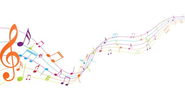 Vector Illustration of Colorful music notes background - Вектор,изображение