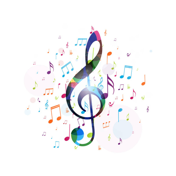 Vector Illustration of Colorful music notes background - Vecteur, image