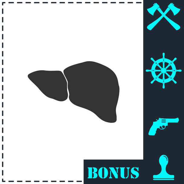 Icono de hígado plano. Símbolo de vector simple e icono de bonificación
 - Vector, Imagen