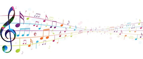 Vector Illustration of Colorful music notes background - Vector, Imagen