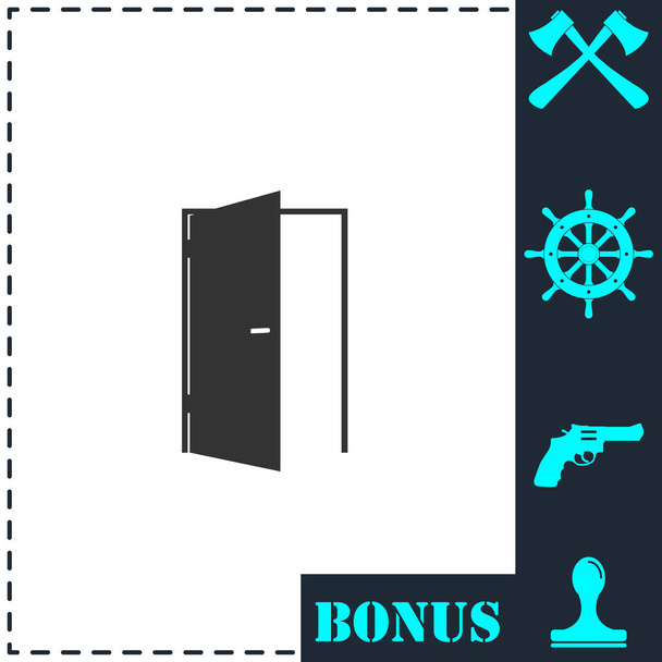 Door icon flat. Simple vector symbol and bonus icon - Vector, Image