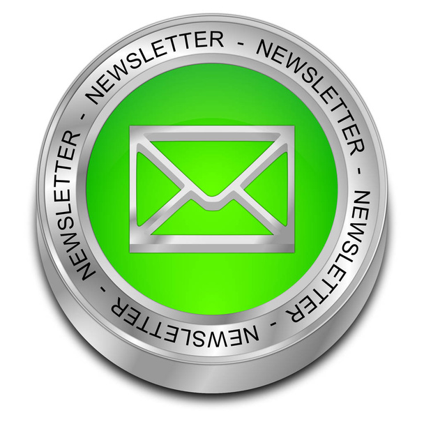 groene nieuwsbrief knop - 3d illustratie - Foto, afbeelding