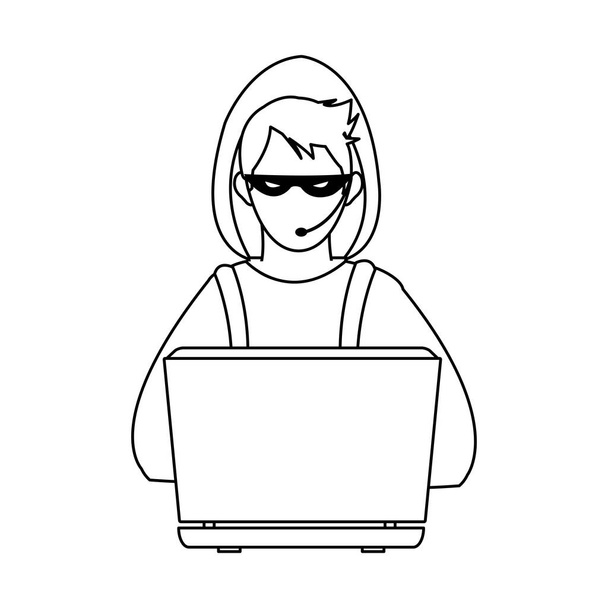 hacker laptoppal - Vektor, kép