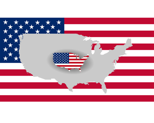 Amerikaanse vlag en kaart - Vector, afbeelding