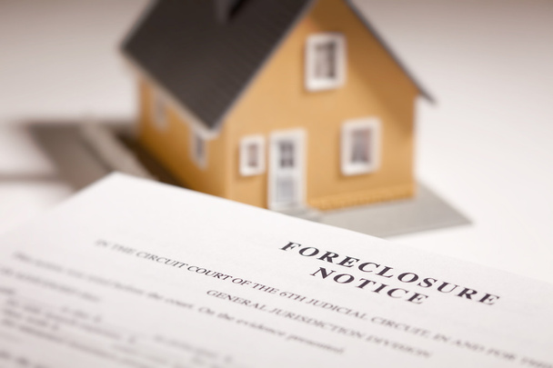 Foreclosure Notice and Model Home - Valokuva, kuva