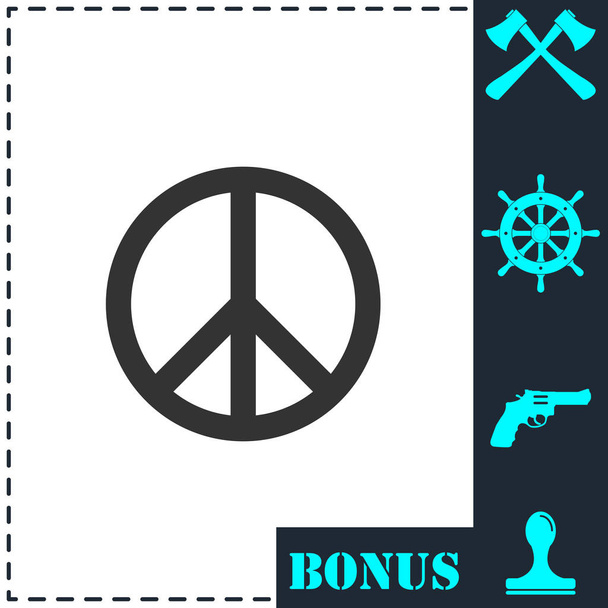 Hippie Peace ícone plano. Símbolo vetorial simples e ícone de bônus
 - Vetor, Imagem