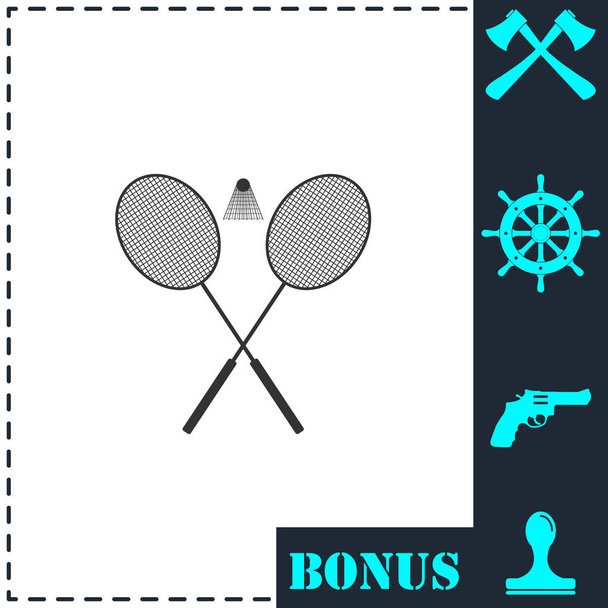 Badminton ikonu düz. Basit vektör sembolü ve bonus simgesi - Vektör, Görsel
