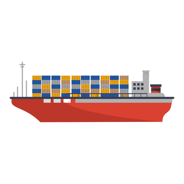 Freighter boat with containers - Vector, Image
