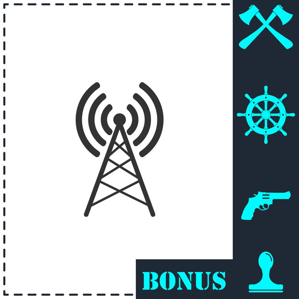 Ícone de antena plano. Símbolo vetorial simples e ícone de bônus - Vetor, Imagem