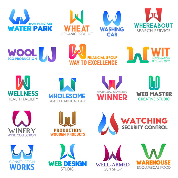 Фирменный стиль буквы W, бизнес-иконки
 - Вектор,изображение