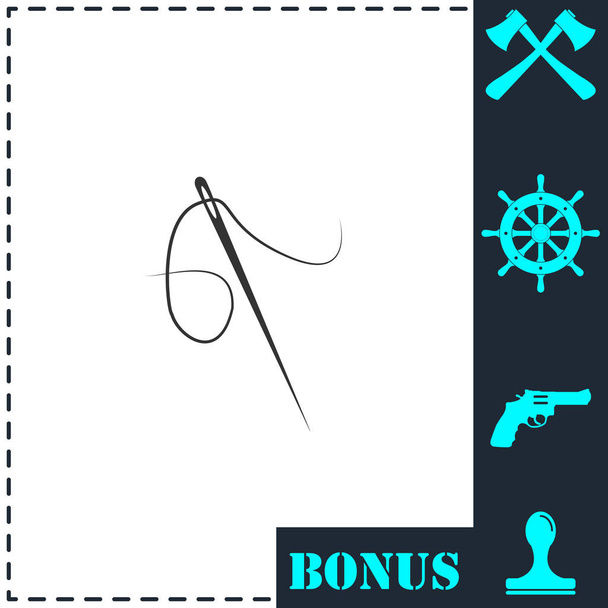 Needle icon flat. Simple vector symbol and bonus icon - Vector, Image