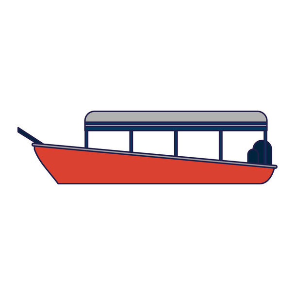 Freighter boat with containers blue lines - Vector, Image