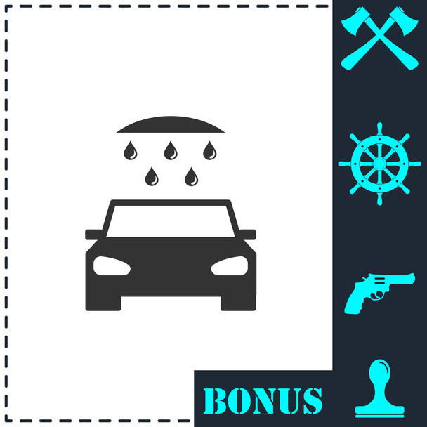 Autowaschanlage Ikone flach. Einfaches Vektor-Symbol und Bonus-Symbol - Vektor, Bild