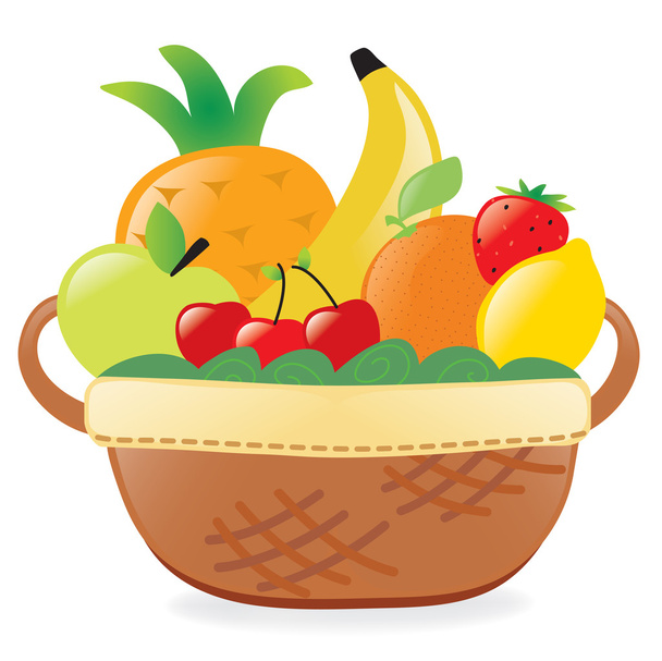 Fruits in a basket - Vector, Image