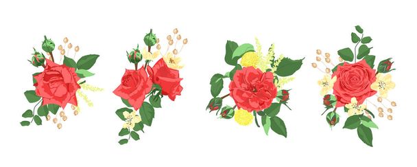 Carte de mariage Inviter Design, Roses vectorielles
. - Vecteur, image