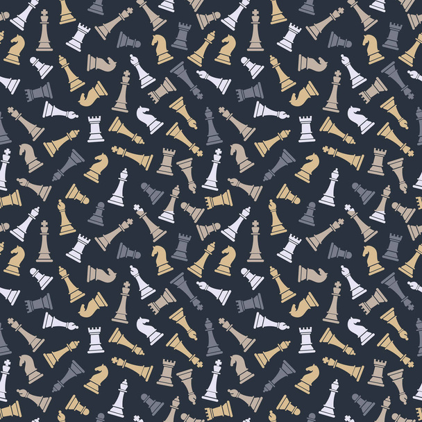 Seamless vector pattern with chess on grey - Wektor, obraz
