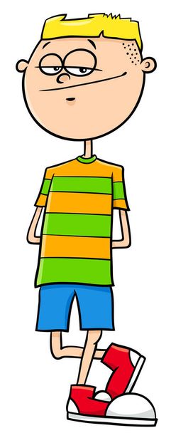 Illustration de bande dessinée de personnage de garçon d'âge élémentaire ou adolescent
 - Vecteur, image