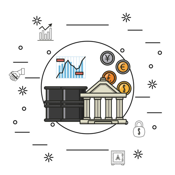 Bolsa de valores de negócios moeda e investimentos vetor ilustração design gráfico
 - Vetor, Imagem